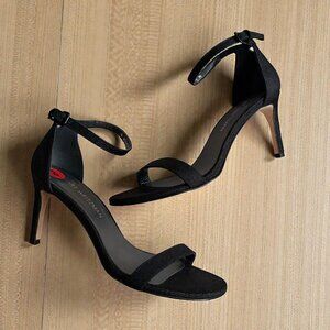 STUART WEITZMAN Black Leather Ankle Strap Sandals Heels Size 8 NEW NWOB